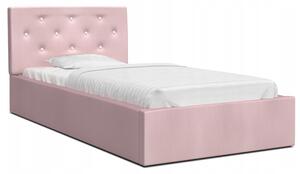 Luxusná posteľ CRYSTAL ružová 120x200 s kovovým zdvižným roštom