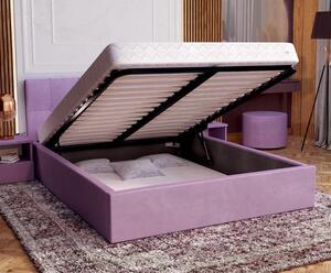 Čalúnená posteľ RINO 160x200 cm s roštom fialová