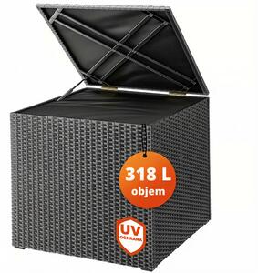Polyratanový úložný box RICCO, 318L, 75x75x70cm, čierna Casaria