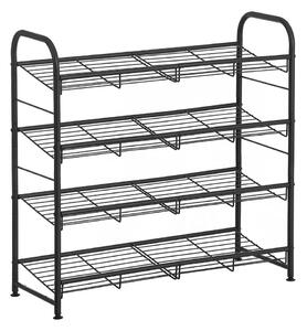 Regál na topánky IRON, 4 police, 68,5x27,5x65cm, čierna SongmicsHome