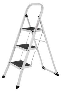 Skladací stupienkový rebrík STEP, 3 stupne, max. 150kg, biela/čierna SongmicsHome