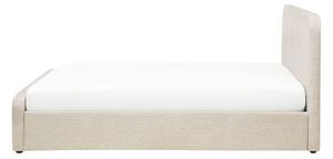 Posteľ s roštom béžová polyesterová látka čalúnená s úložným priestorom drevené nohy 140 x 200 cm moderný dizajn