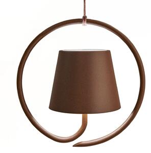 Závesná LED lampa Poldina napájaná batériou, hnedá
