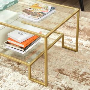 Prehouse Sklenený stôl, zlatý - LGT033A01