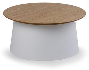 Plastový kávový stolík SETA s drevenou doskou, priemer 690 mm, sivý