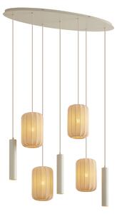 Japandi závesná lampa béžová 7-svetelná - Pluni Tuba