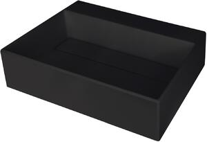 Deante Correo, granitové umývadlo na dosku s poličkou pod batériu a krycou doskou 500x400x130 mm, čierna, CQR_NU5M