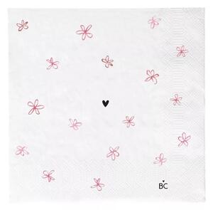 Papierové obrúsky White / Little flowers rose 20 ks