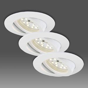 Biele zapustené LED svetlo v sade troch – otočné