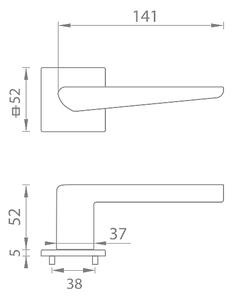 Dverové kovanie MP TI - TIGA - HR 4154Q 5S (OCS - Chróm brúsený), kľučka-kľučka, Bez spodnej rozety, MP OCS (chróm brúsený)
