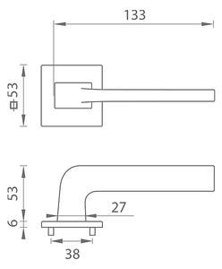 Dverové kovanie MP - VIVA - HR SQ6 (BS - Čierna matná), kľučka-kľučka, Bez spodnej rozety, MP BS (čierna mat)