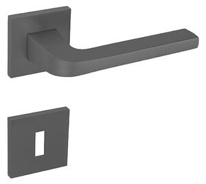 Dverové kovanie MP - VIVA - HR SQ6 (BS - Čierna matná), kľučka-kľučka, WC kľúč, MP BS (čierna mat)