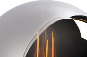 Stolová lampa v štýle art deco čierna s dymovým sklom - Pallon