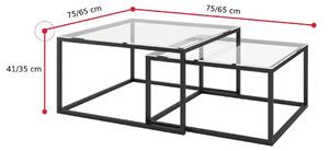 Konferenčný stolík CLEVER II, 75/65x41/35x75/65, sklo/čierna