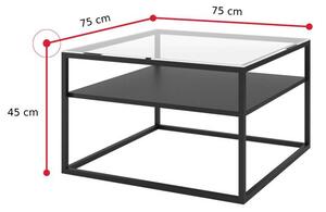 Konferenčný stolík FIASCO II, 75x45x75, sklo/čierna