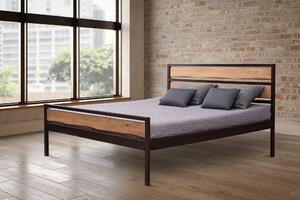 Železná posteľ Nil 180x200 v kombinácii dubového masívu a kovu