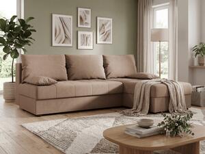 Rozkladacia obojstranná sedacia súprava do L VENORIA SLIM 200x143 cm, béžová + 2 vankúšiky ZDARMA