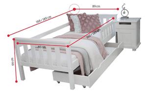 Detská posteľ SIA + rošt, 180x80, biela