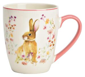 Biely hrnček s králičími uškami a srdiečkom - 12*8*7 cm / 275 ml - Ostatní