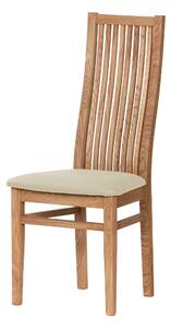Dubová olejovaná stolička Sandra s béžovou koženkou
