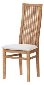 Dubová olejovaná a voskovaná stolička Sandra s bielou koženkou
