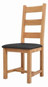 Dubová olejovaná a voskovaná stolička Ladder Back čierna koženka