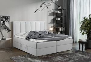 Čalúnená posteľ boxspring FRANIA, 140x200, biela ekokoža