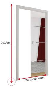 Posuvné dvere so zrkadlom EVAN 2 + zárubňa dverí, 70x205, biela