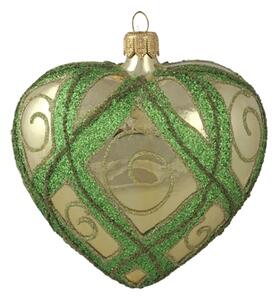 Vianočné srdce zeleno-zlaté