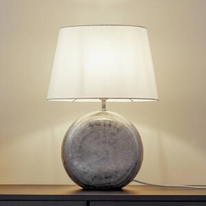 Stolná lampa Lindby Florentino, 49 cm, keramika, textil, Biela / opálová, Obývacia izba / jedáleň, Textil / látka / hodváb, Stojacie svietidlo