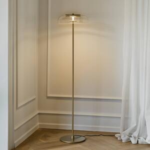 Nuura LED stojacia lampa Blossi, výška 120 cm, zlatá farba/číra, Mosadz / zlato, Obývacia izba / jedáleň, kov, Škandinávsky, Stojaca lampa