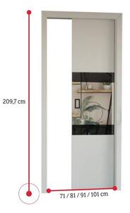 Posuvné dvere LUMBA 70 + zárubňa dverí, 70x209,7, biela/čierne sklo