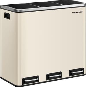 SONGMICS Odpadkový kôš Flace 3x18 l béžový/čierny