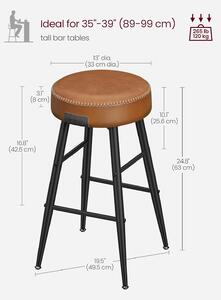 VASAGLE Barová stolička - hnedá - 49,5x63x49,5 cm - set 2 ks