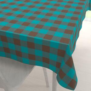 Biante Bavlnený obdĺžnikový obrus Olivia OL-018 Tyrkysovo-hnedá kocka veľká 50x100 cm