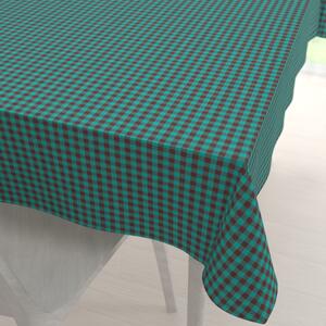Biante Bavlnený obdĺžnikový obrus Olivia OL-007 Tyrkysovo-hnedá kocka malá 50x100 cm