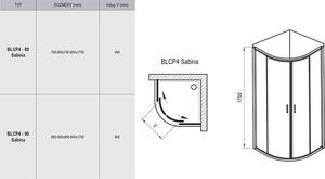 Ravak - Štvrťkruhový sprchovací kút znížený Blix BLCP4 Sabina-80 cm - lesklý Alubright/grape