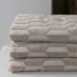 Béžový bavlnený uterák 50x95 cm Geo - Mette Ditmer Denmark