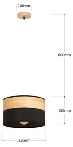Luster na lanku ALBA 1xE27/15W/230V pr. 25 cm čierna/hnedá