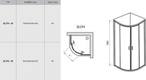 Ravak - Sprchovací kút štvrťkruhový posuvný štvordielny Blix BLCP4-80 satin/transparentný