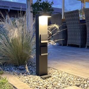LED päticová lampa zásuvková stĺpiková Lerna, 60 cm, hliník tmavošedá, Čierna, Hliník, Moderný, Vonkajčie stĺpové osvetlenie