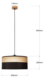 Závesný luster na lanku ALBA 1xE27/15W/230V, priemer 40 cm, čierna/hnedá