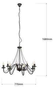 Luster na reťazi MALBO 8xE14/10W/230V čierny