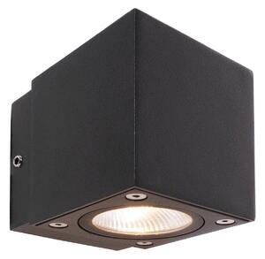 LED vonkajšie nástenné svietidlo Cubodo Single Mini, hliník, tmavošedá, Čierna, Hliník, Moderný, Nástenné svietidlo