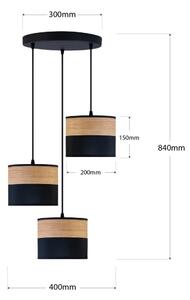 Závesný luster ALBA na lankách 3xE27/15W/230V, priemer 40 cm, čierna/hnedá
