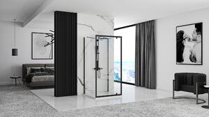Rea Rapid Swing, 3-stenový sprchovací kút 70 (dvere) x 80 (stena) x 195 cm, 6mm číre sklo, čierny profil, KPL-009946