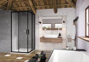 Ravak - Sprchovací kút rohový posuvný štvordielny, 90 cm - čierna / transparentná
