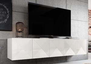 Závesný TV stolík Asha 200 cm - biely mat