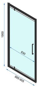 Rea Rapid Swing, 3-stenový sprchovací kút 70 (dvere) x 90 (stena) x 195 cm, 6mm číre sklo, čierny profil, KPL-009947