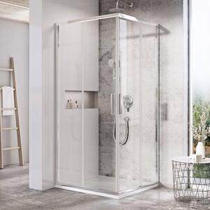 Ravak - Sprchovací kút rohový posuvný štvordielny, 90 cm - lesklý Alubright/transparentný